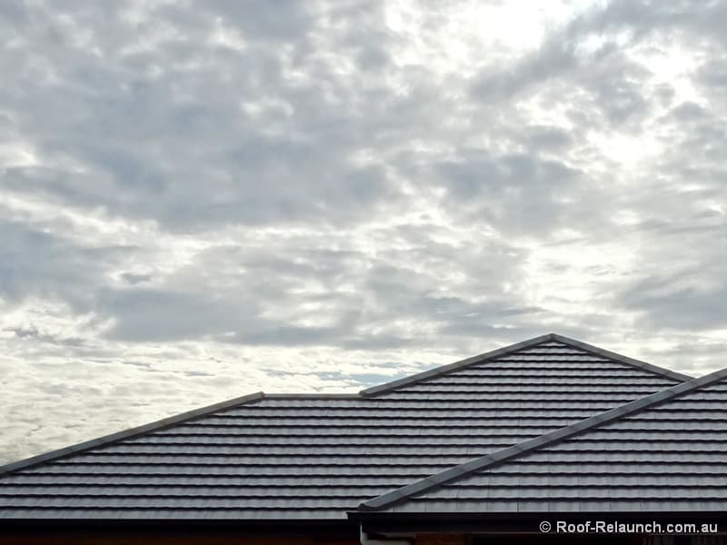 Closeup of a new, modern tile roof